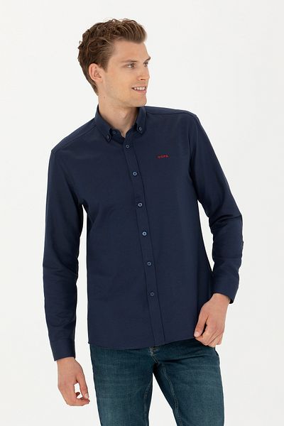 U.S. Polo Assn. Мъжка риза с дълъг ръкав в тъмносиньо - 50277266-VR033