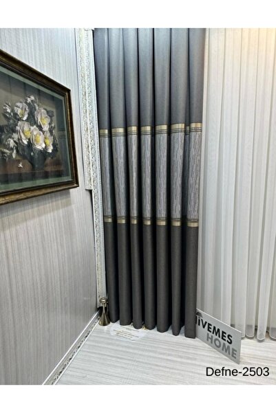 NİVEMESHOME Nivemeshome Defne Antrasit Ft614166 V-2503 1/3 Sık Pileli Fon Per...