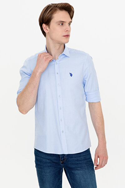 U.S. Polo Assn. Ανδρικό μπλουζάκι με μακρυμάνικο γαλάζιο 50246354-VR003