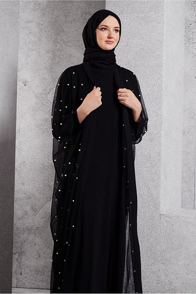 TRENDTESETTÜR Γυναικείο βραδινό φόρεμα Black Pearl με λεπτομέρειες - T 8264