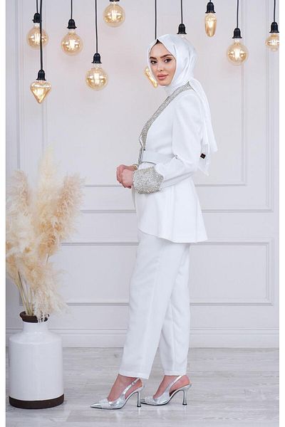 White Corner Pantalon Suit 2159 Ecru