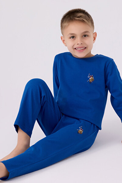 U.S. Polo Assn. Costum de pijama albastru cu maneca lunga pentru baietel