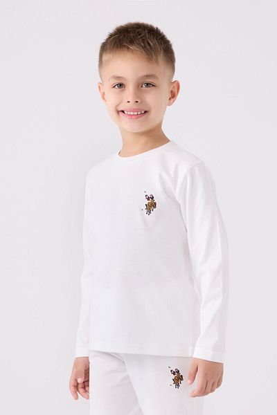 U.S. Polo Assn. Λευκό μακρυμάνικο κοστούμι πιτζάμες για αγόρι