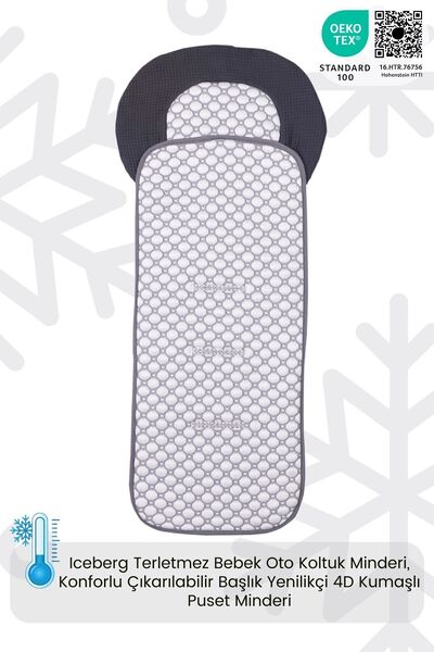 LITTLE DEDI قماش Iceberg 4D - عربة أطفال مضادة للعرق ومريحة، مبتكرة مع رأس قا...