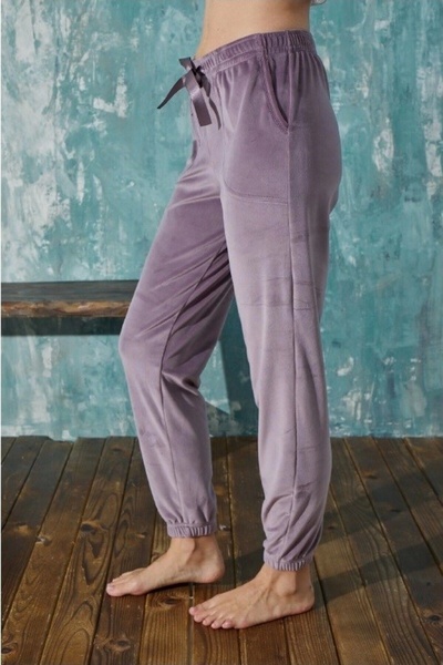 d Kit Boutique Soft Fransız Kadife Yumuşak Bilek Manşetli/lastikli Cepli Pijama Joger Eşofman Tek Alt