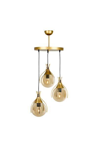 NisaLuce Nisa Luce Henna 3-Piece Glass Chandelier - Antique / Honey - 85X30X30 cm