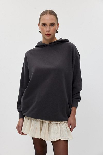 Tuba Butik Basic Hooded Smoked Women's Sweatshirt