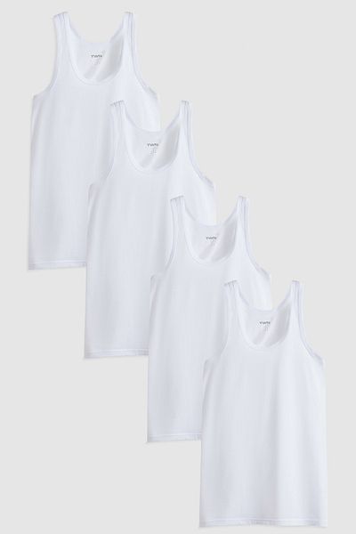Twn Λευκό Standard Fit Αναπνεύσιμο Απορροφητικό Ιδρώτα 100% Βαμβακερό εσώρουχο 4 τεμαχίων