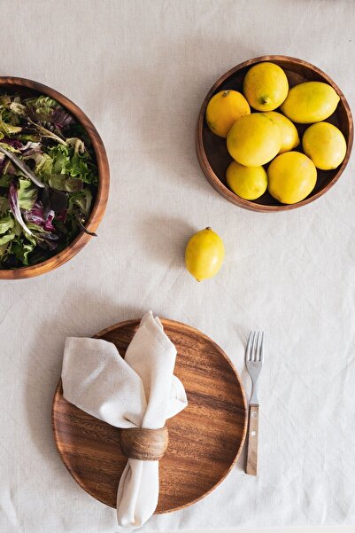 Dekorzdükkan 2-Piece Acacia Round Serving Plate