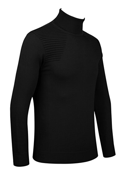 Çizgi Triko Men's Full Fisherman Knitwear Sweater Patterned Sleeves and Waist Elastic Regular Fit-5020E