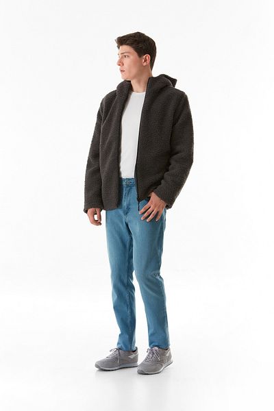 Fulla Moda Zippered Hooded Plush Coat
