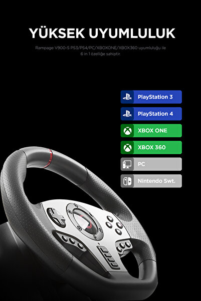 Rampage V900-s Ps3/ps4/pc/xboxone/xbox360 Uyumlu 6ın1 Pedallı Gaming Oyuncu Direksiyonu Direksiyon Seti