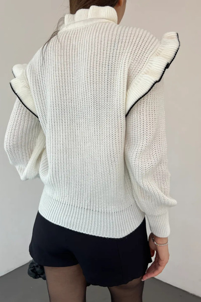 hillswomanstore Valon-Strickpullover mit Spitzenkragen