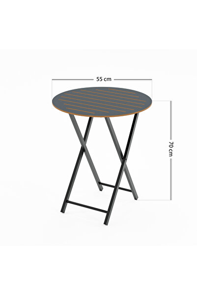 eportatif Bahçe Masası Katlanır Bistro Masa Yuvarlak Füme 1489
