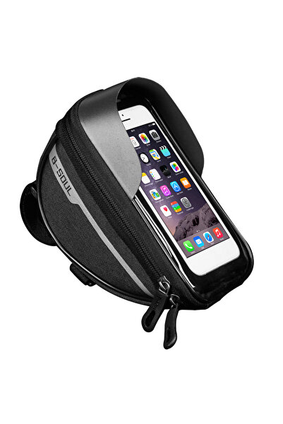 ALLOYSEED حقيبة دراجة هوائية سوداء اللون، تُعلق على الأنبوب العلوي الأمامي، ح...