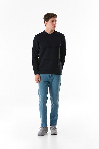 Fulla Moda Φούτερ με 3 κλωστές Basic Crew Neck