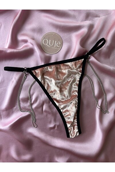 QUJE OFFICIAL Fırfırlı Saten Thong Külot