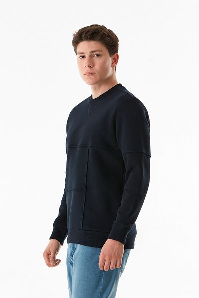 Fulla Moda Φούτερ με 3 κλωστές Basic Crew Neck