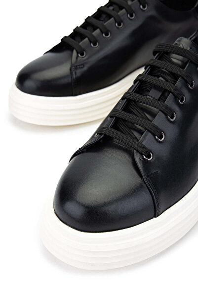 Tamer Tanca Erkek Hakiki Deri Siyah Analin Sneakers & Spor Ayakkabı