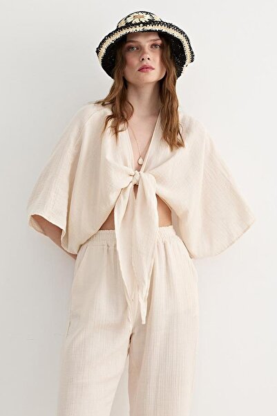 TENA Kadın Taş Yarasa Kol Ön Bağlamalı Gömlek