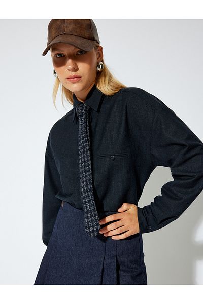 Koton Long Sleeve Shirt Single Pocket Detail Regular Fit