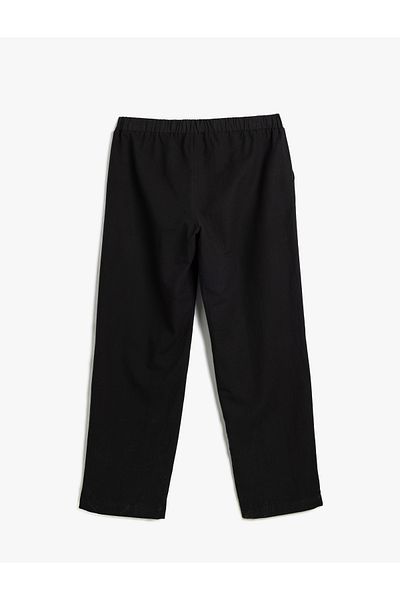 Koton Παντελόνι από λινό μείγμα Chino Pocket Λεπτομερές κορδόνι στη μέση