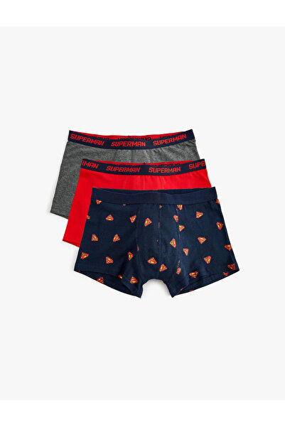 Koton Pamuklu Lisanslı Üçlü Superman Baskılı Boxer Seti