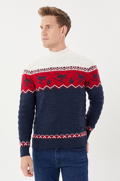 Tony Montana Ski Patterned Regular Fit Wool Sweater-T-5012
