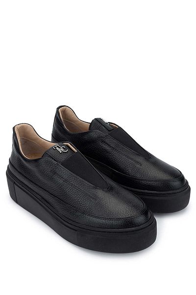 Tamer Tanca Women's Genuine Leather Black Floater Sneakers & Sports Shoes
