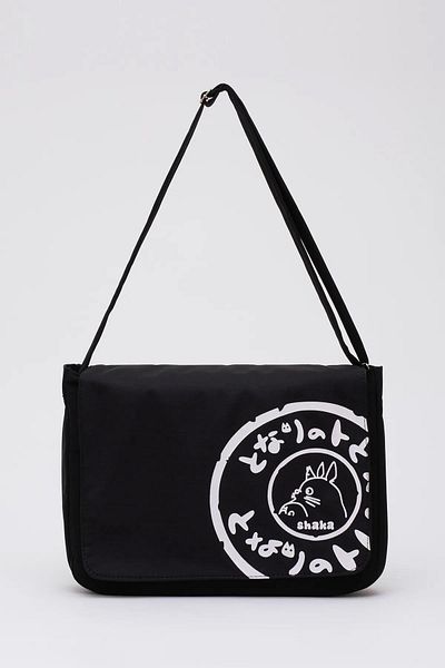 TENA حقيبة كتف نسائية مطبوعة باللون الأسود موديل ساعي البريد بثلاثة أقسام Stn-Black