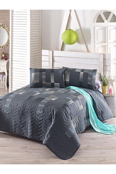 Genel Markalar Kapitone Yatak Örtüsü Seti Tek Kişilik Trace Antrasit