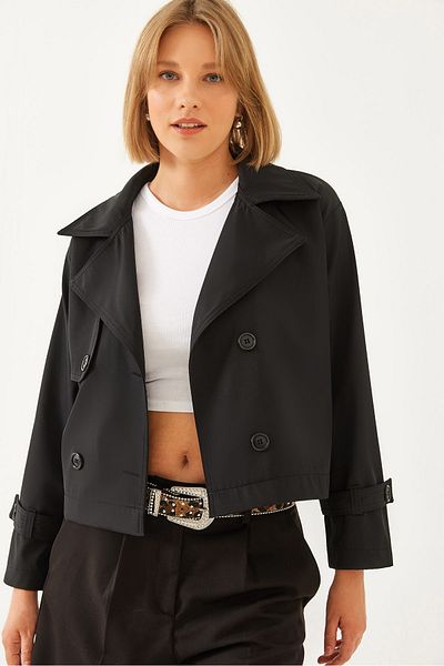 Bianco Lucci Kurze Damenjacke mit zweireihigem Kragen 60351067