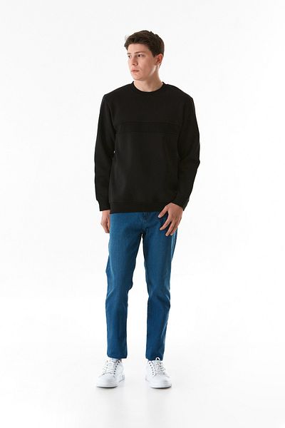 Fulla Moda Φούτερ με 3 νήματα Basic ελαστική μέση με λαιμόκοψη
