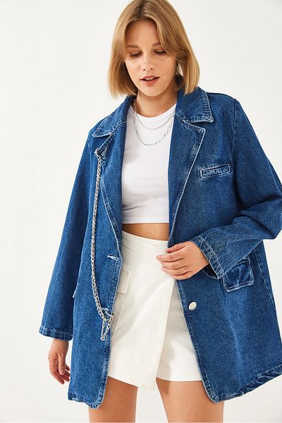 Bianco Lucci Női farmerdzseki láncrészlettel - 6033 60351073