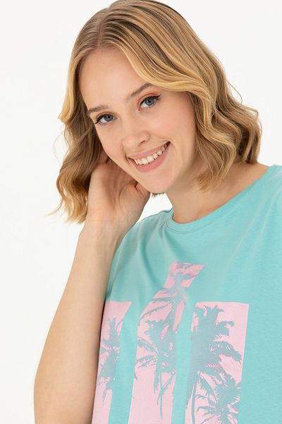 U.S. Polo Assn. Γυναικείο μπλουζάκι με λαιμόκοψη μέντας 50262937-vr090