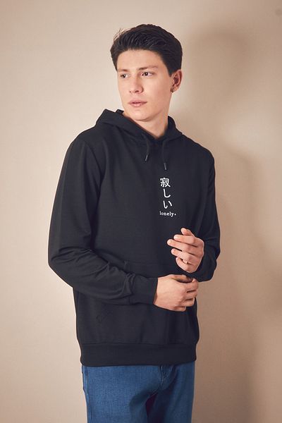 Fulla Moda Φούτερ τσέπης καγκουρό με στάμπα με κουκούλα
