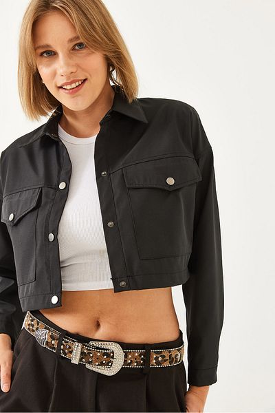 Bianco Lucci Women's Double Pocket Short Jacket 60351066