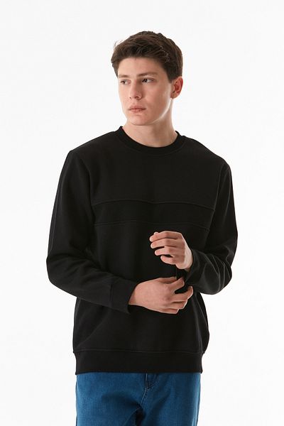 Fulla Moda Φούτερ με 3 νήματα Basic ελαστική μέση με λαιμόκοψη