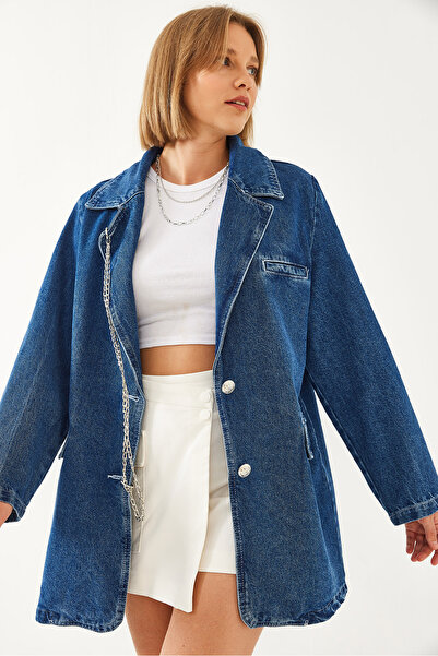 Bianco Lucci Жіноча джинсова куртка з ланцюжком 6033 60351073