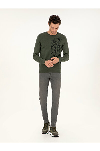 Cacharel Haki Slim Fit Pamuk Karışımlı Jean Pantolon 50290508-VR027