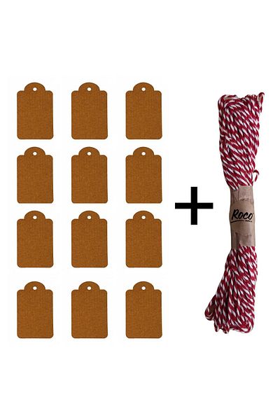 roco paper Red-White Twine Baker Gift Packaging Label - 12Li Kraft, Ip-10M (1 Pcs), Blank Gift Card Set