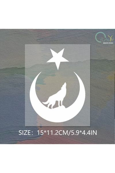 Choice ملصق سيارة تركي أبيض اللون، مقاس 15×11.2 سم، بتصميم مميز يجمع بين الذئ...