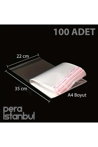 Pera İstanbul 100 Pieces 22X35 Self Adhesive Resealable Candy Cookie Transparent Plastic Bag Bag