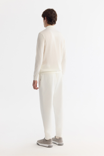 Avva Erkek Beyaz Yarım Balıkçı Yaka Dokulu Triko Kazak E005108