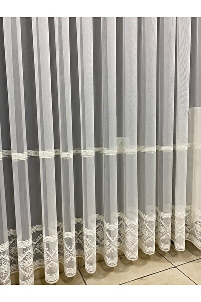 Burç sık dokumalı alttan iki sıra desenli şık tül perde sık pile 1/3
