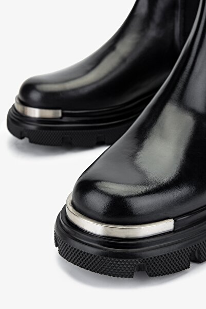 Valmenti Erkek Hakiki Deri Siyah Analin Casual Bot