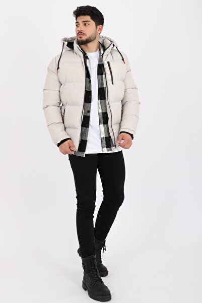 Stilkombin Style Combination Chest Zippered Wide Stitching Puffer Jacket Pldp 2940