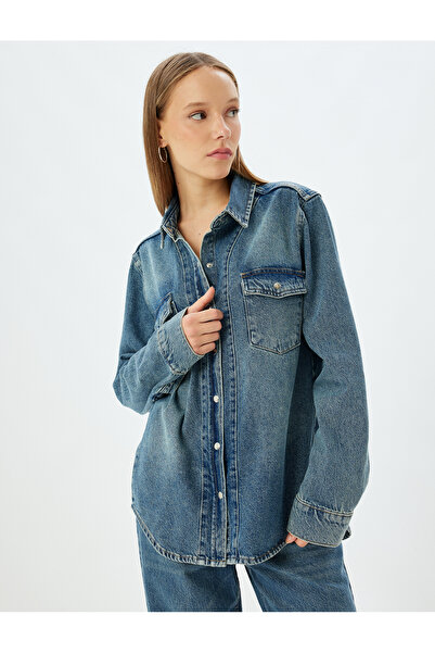 Koton Cămașă Dark Indigo pentru femei - 5WAL60004MD