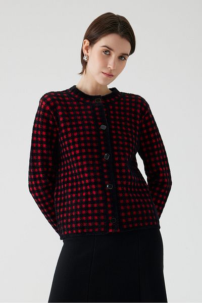 Exquise Cardigan tricot cu decolteu cu modele geometrice