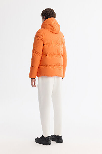 Avva Erkek Turuncu Su İtici Rüzgar Geçirmez -5°C Dayanıklı Kapüşonlu Şişme Comfort Fit Mont B006046